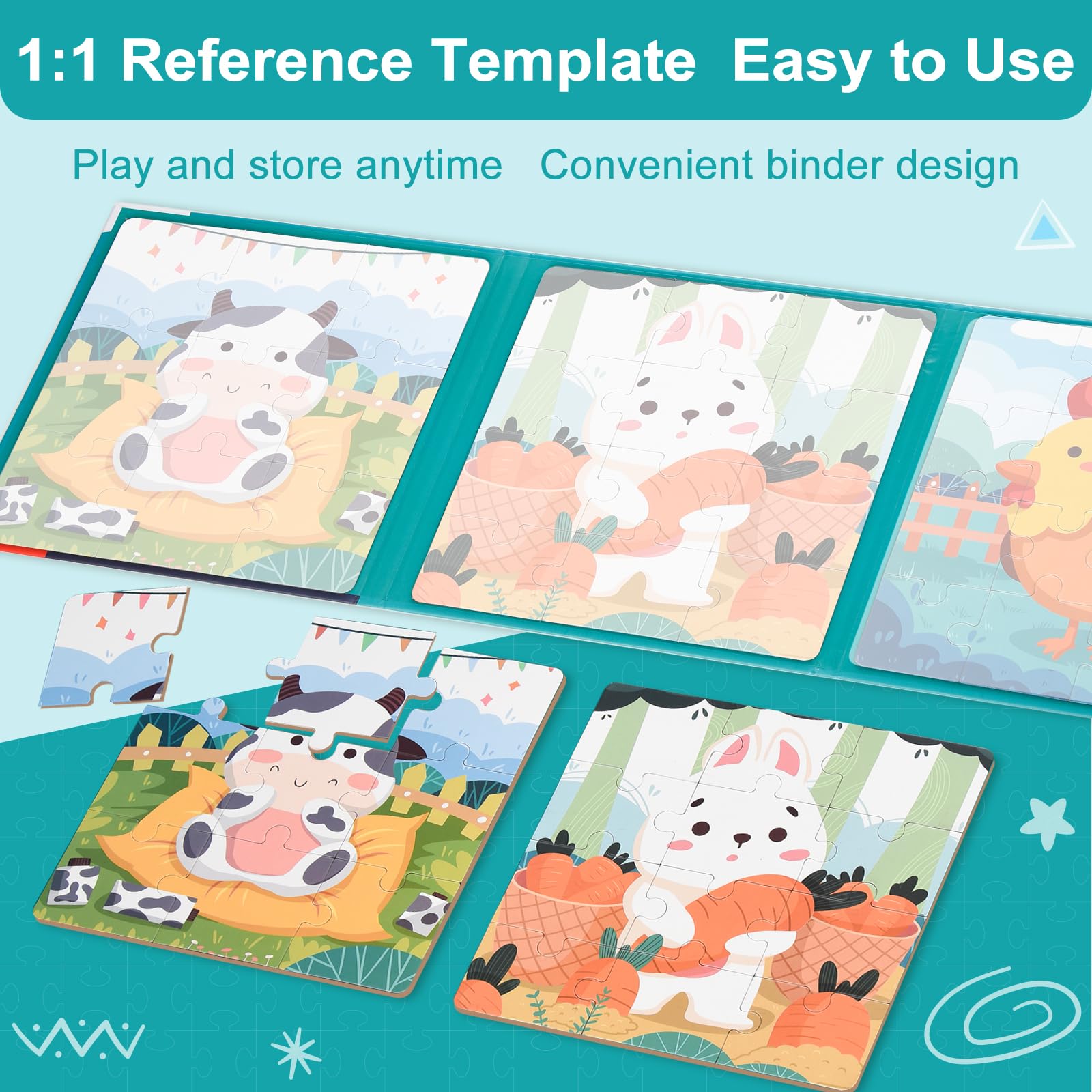 NEBURORA – Livre De Puzzles Magnétiques 3 En 1 – 97 Pièces – Voyage – 3 Thèmes – Dès 3 Ans