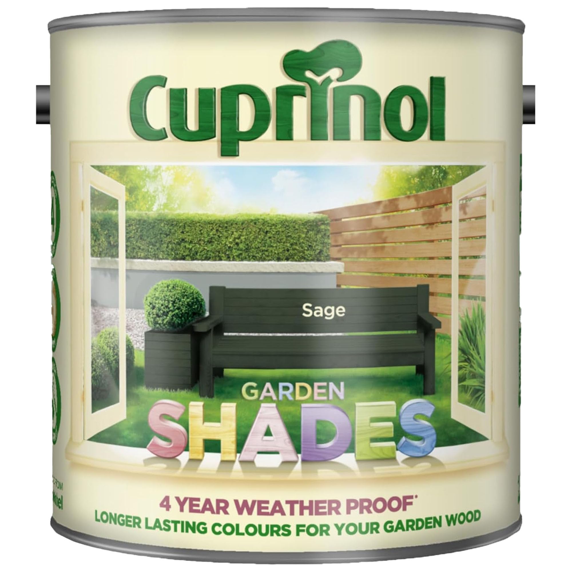 DUAYRA Garden Shades Paint | Quick Drying Water Based | For Garden Fence, Shades, Benches, Terracotta, Brick, Stone | Exterior Wood Furniture | Long Lasting (Sage, 2.5 Liters)