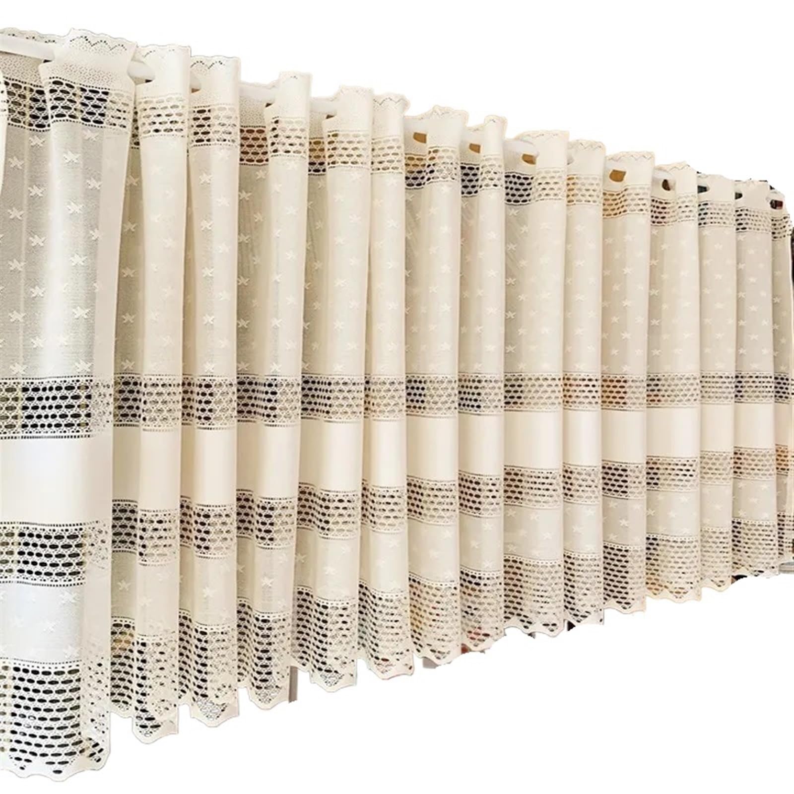 Demi-rideaux de porte et fenêtres rideaux courts beige W200xH60CM