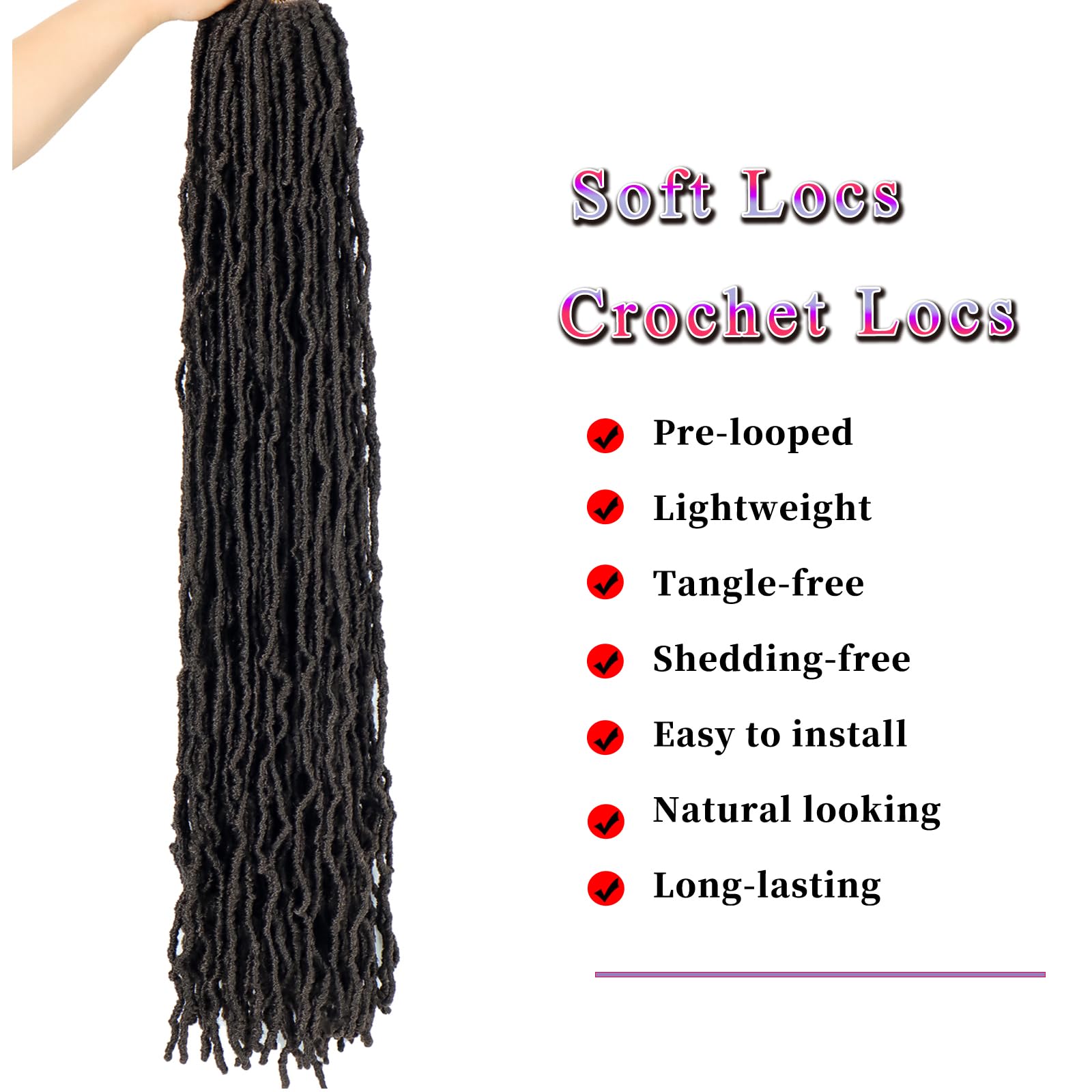 36 Inch Faux Locs Crochet Hair 6Pscks New Soft Locs Crochet Hair Pre Looped Long Synthetic Goddess Locs Crochet Braiding Hair Extension for Black Women (4# - Image 2