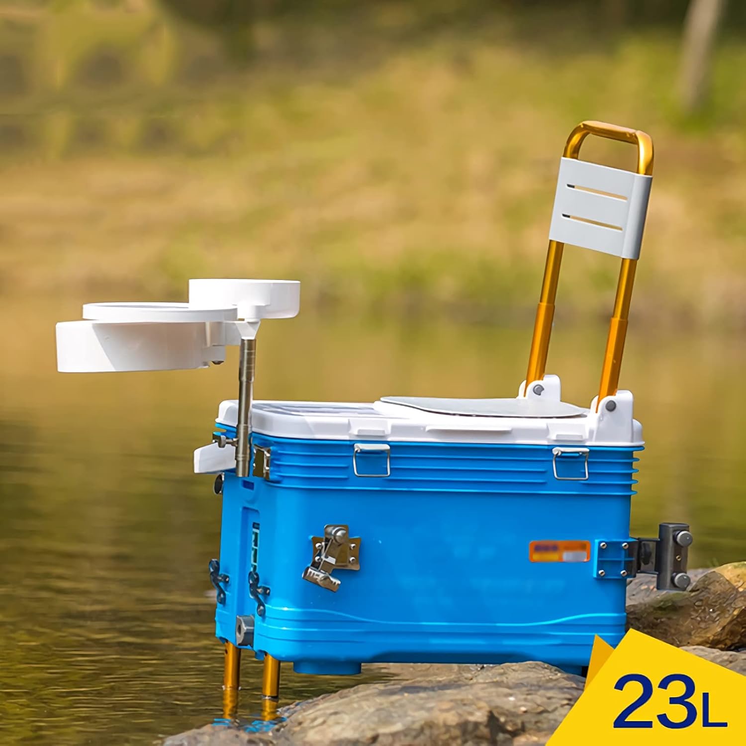 Tool Box, Tackle Box Fishing Box, 2 Lift Legs Wild Fishing Live Bait Fish Storage 23 Liters Fishing Tackle