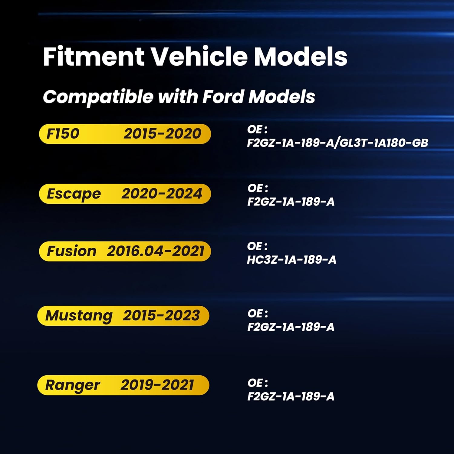 Pre-Programmed TPMS Sensor,315Mhz Tire Pressure Monitoring Sensor Compatible with:Ford F150,F-150 15-20/Escape20-24/Ranger19-21/Fusion16-21/Mustang15-23 Replace# F2GZ-1A189-A/GL3T-1A180-GB(Set of 4)