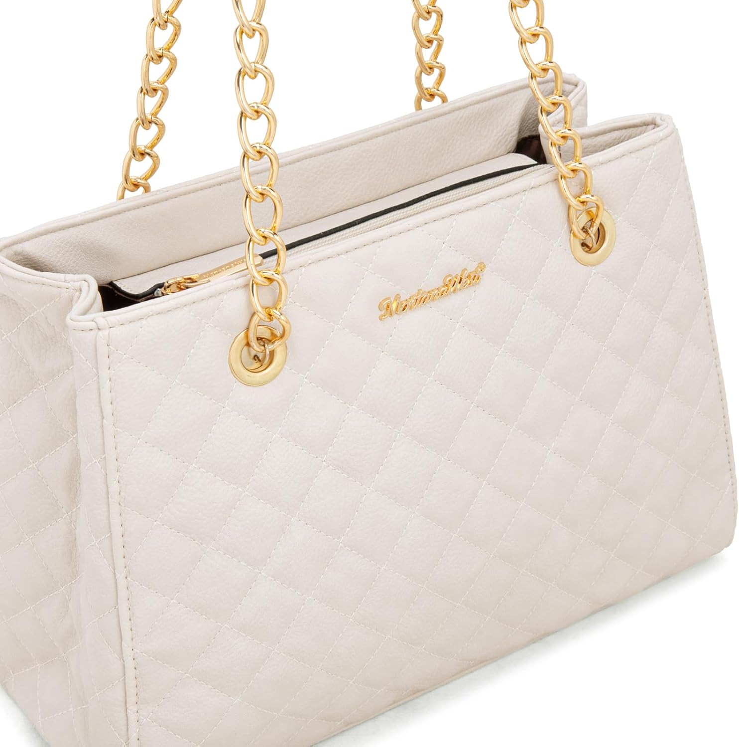 Montana West MEDIUM Tote Bag for Women Quilted Chain Handbags Shoulder Purse - Image 4