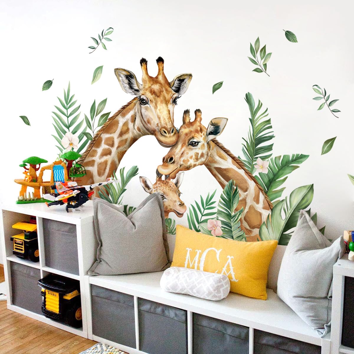 Runtoo Giant Giraffe Family Wall Art Decal Safari Animal Wall Stickers for Baby Nursery Kids Room Home Decor Gifts - Image 2