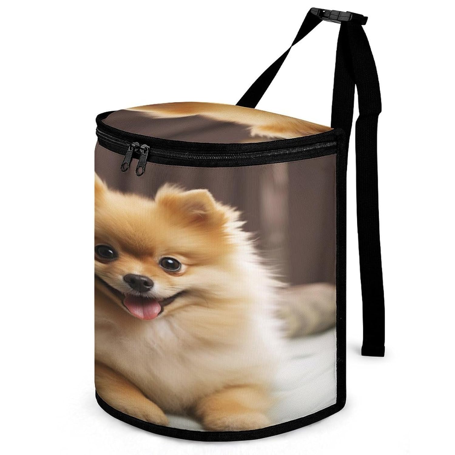 Hanging Car Trash Bag Cute Pomeranian Dog Printed Car Garbage Storage Bag Leakproof Car Trash Can Portable Garbage Storage Bags