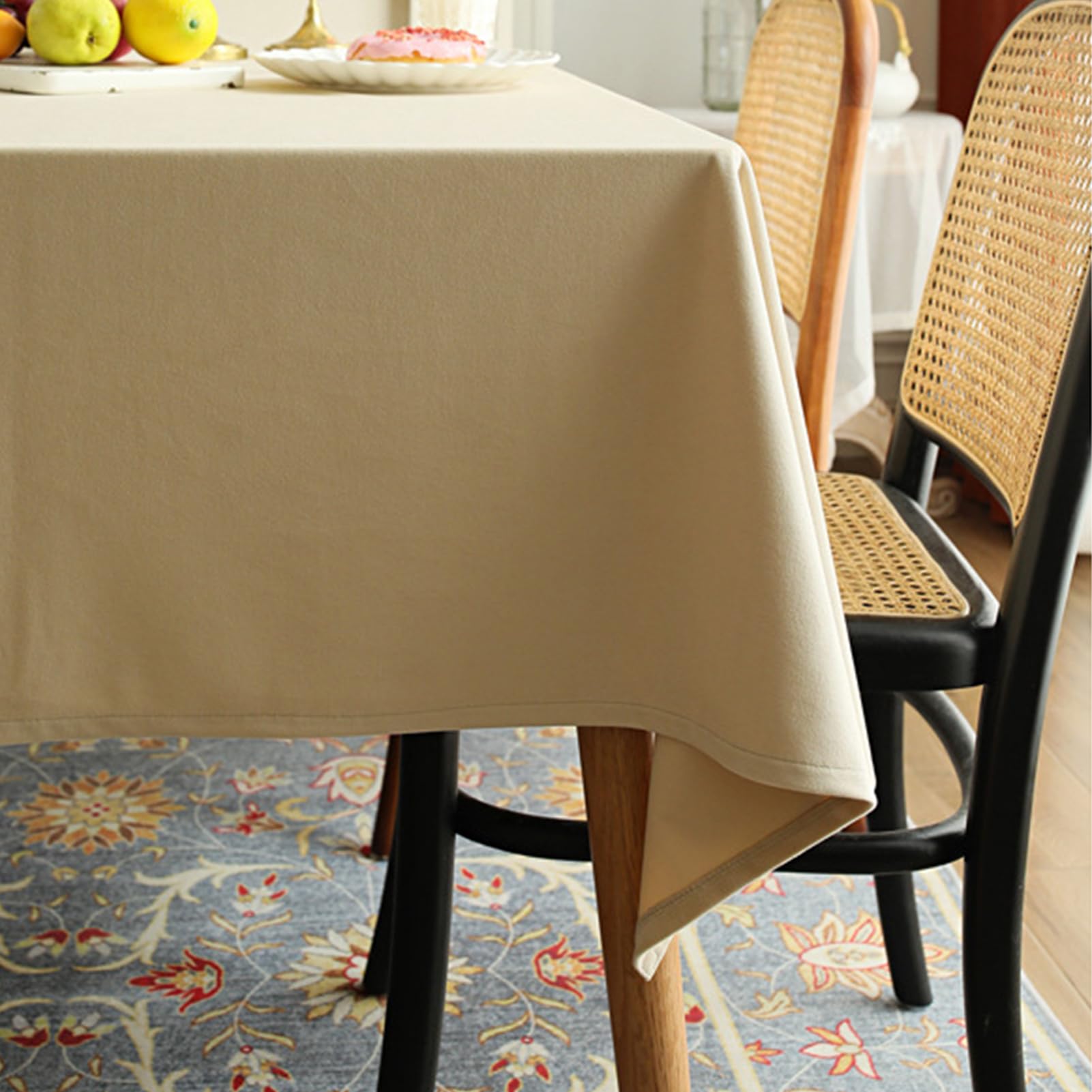 Tovaglia in velluto di cotone senza pieghe, 135 x 180 cm, lussuosa tovaglia per tavolo da pranzo, elegante decorazione per la casa per sala da pranzo, feste ed eventi speciali