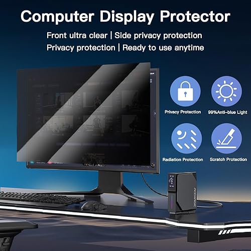 Miniatura 40 de Paquete de 2 pantallas magnéticas colgantes de privacidad para computadora de 27 pulgadas para monitor de pantalla ancha de 16:9, pantalla de