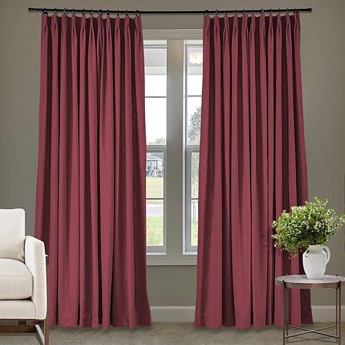 Miniatura 38 de Frelement Cortinas plisadas de lino de algodón extra anchas para oscurecer la habitación, 120 pulgadas de ancho x 96 pulgadas de largo, cortinas