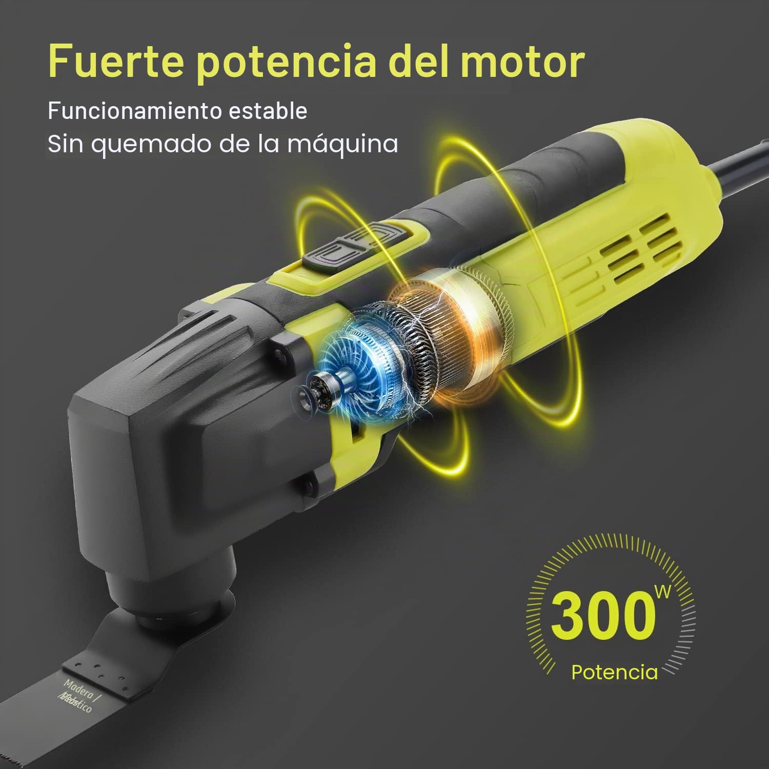 DEWINNER Herramientas Multifunción Oscilante 300W, 6 velocidades variables 0-23000 RPM multifunciones con cable,3,5° ángulo de oscilación 37 accesorios Para aserrar, raspar, cortar, moler y pulir