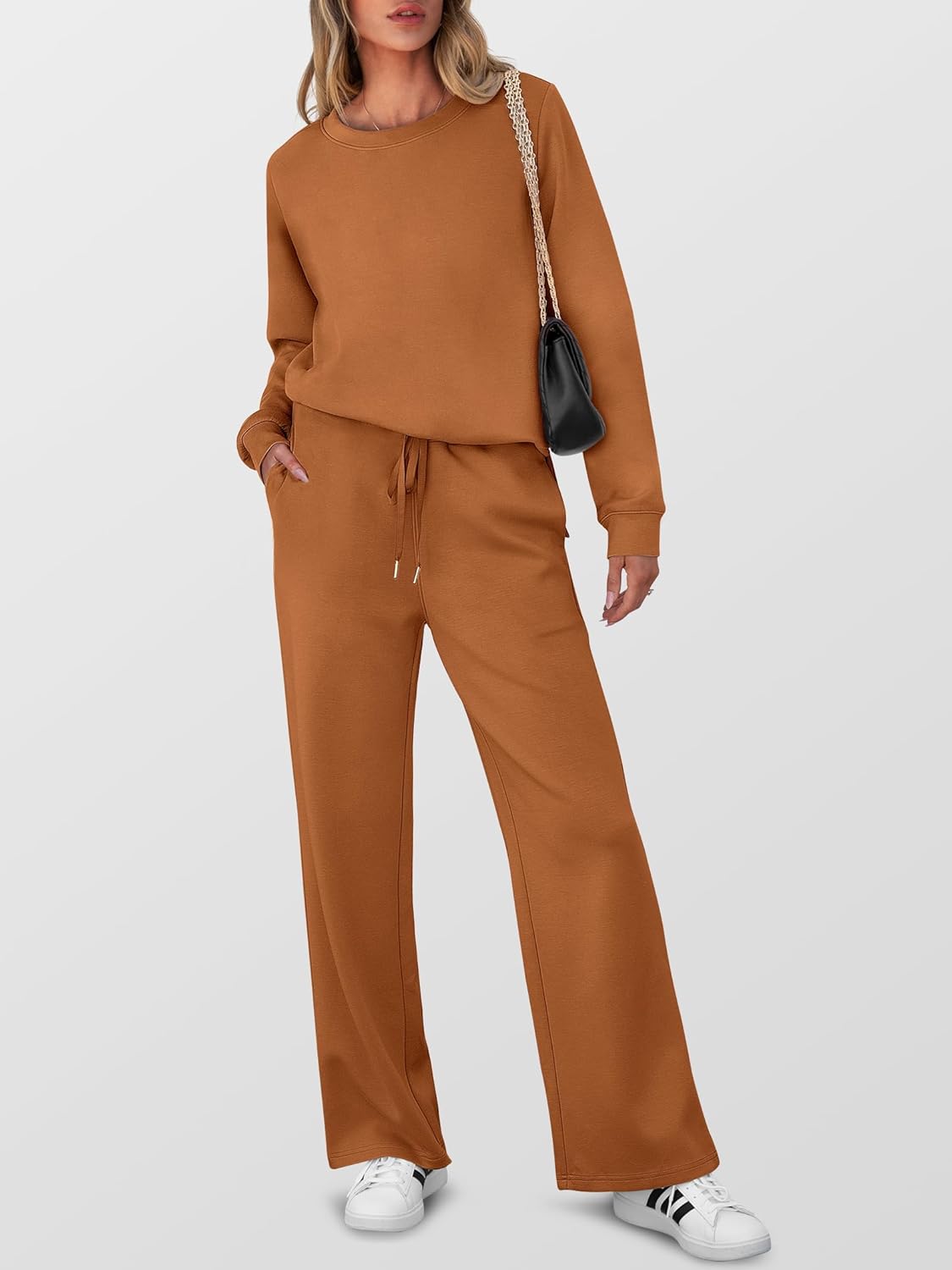 ANRABESS Women's 2 Piece Lounge Sets Casual Travel Outfits Wide Leg Tracksuit Sweatsuits Matching Set 2026 Fall Clothes - Image 3