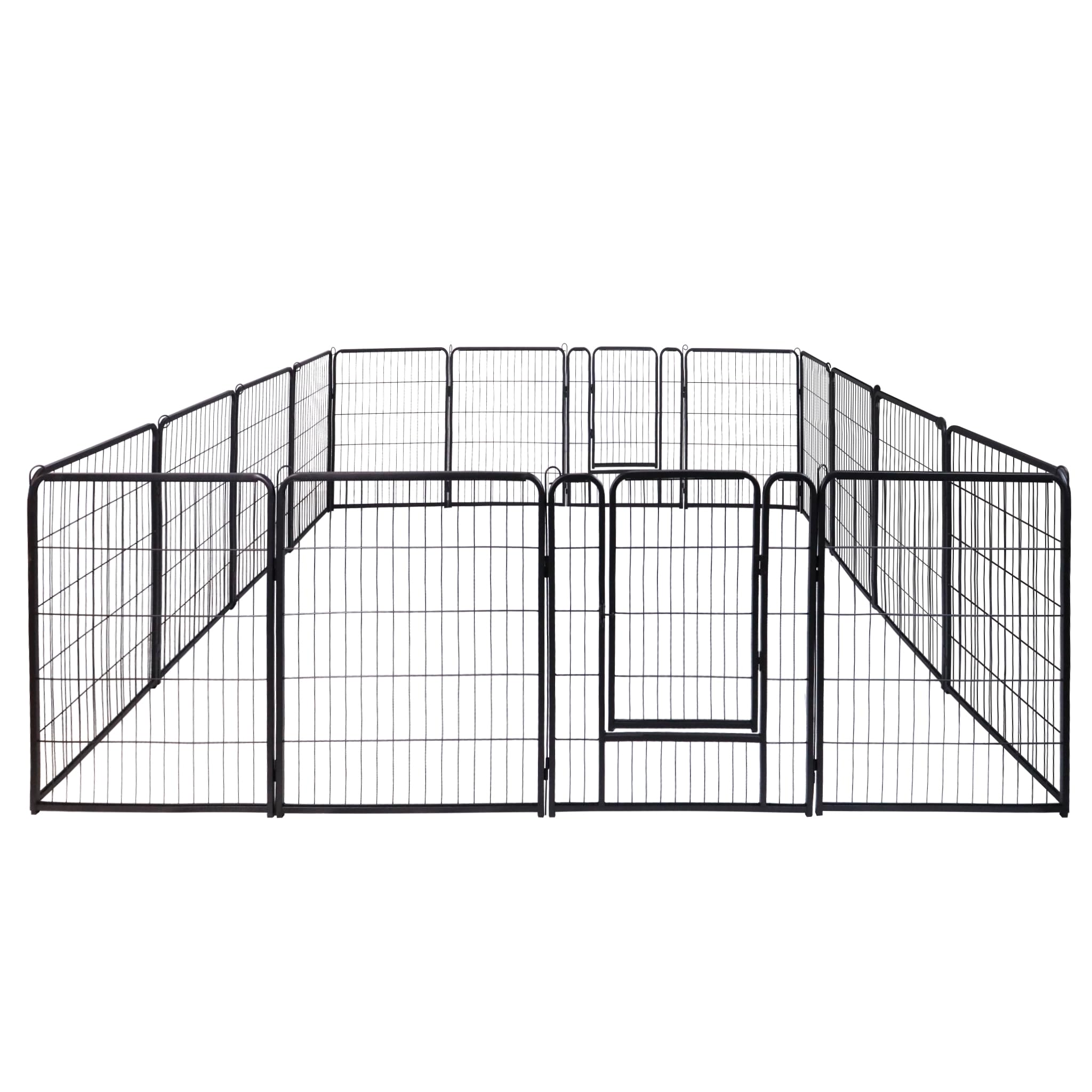 Welpenlaufstall Pet, Freilaufgehege Hund mit automatischer Verriegelung, Metall Faltbare Freigehege mit 2 Tür, 16 TLG. 65x80 cm