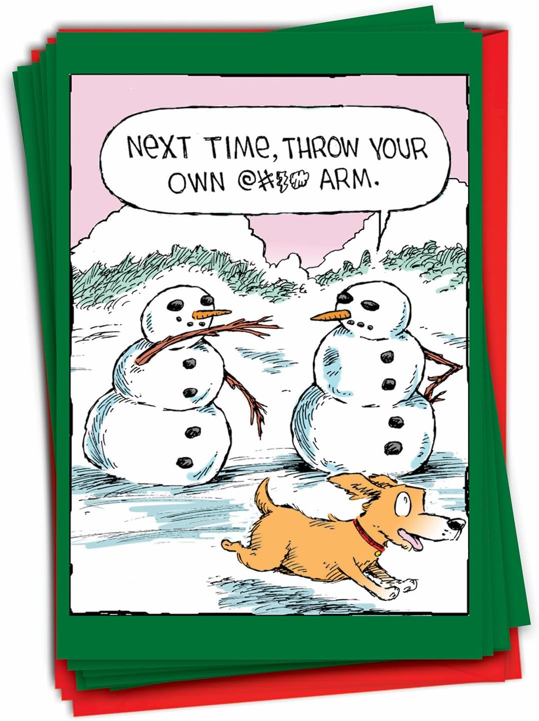 NobleWorks 12 Funny Christmas Cards w/ 5 x 7 Inch Envelopes For Men, Women 1x12 Designs - Christmas Holiday - Plowed C10744XSG-B12x1
