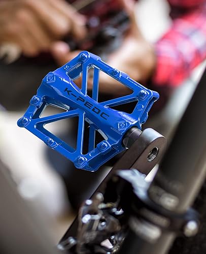 Miniatura 6 de KEMIMOTO Pedales de bicicleta de montaña, pedales planos de bicicleta MTB, rodamientos sellados duraderos de aluminio CNC de 916 pulgadas, para la