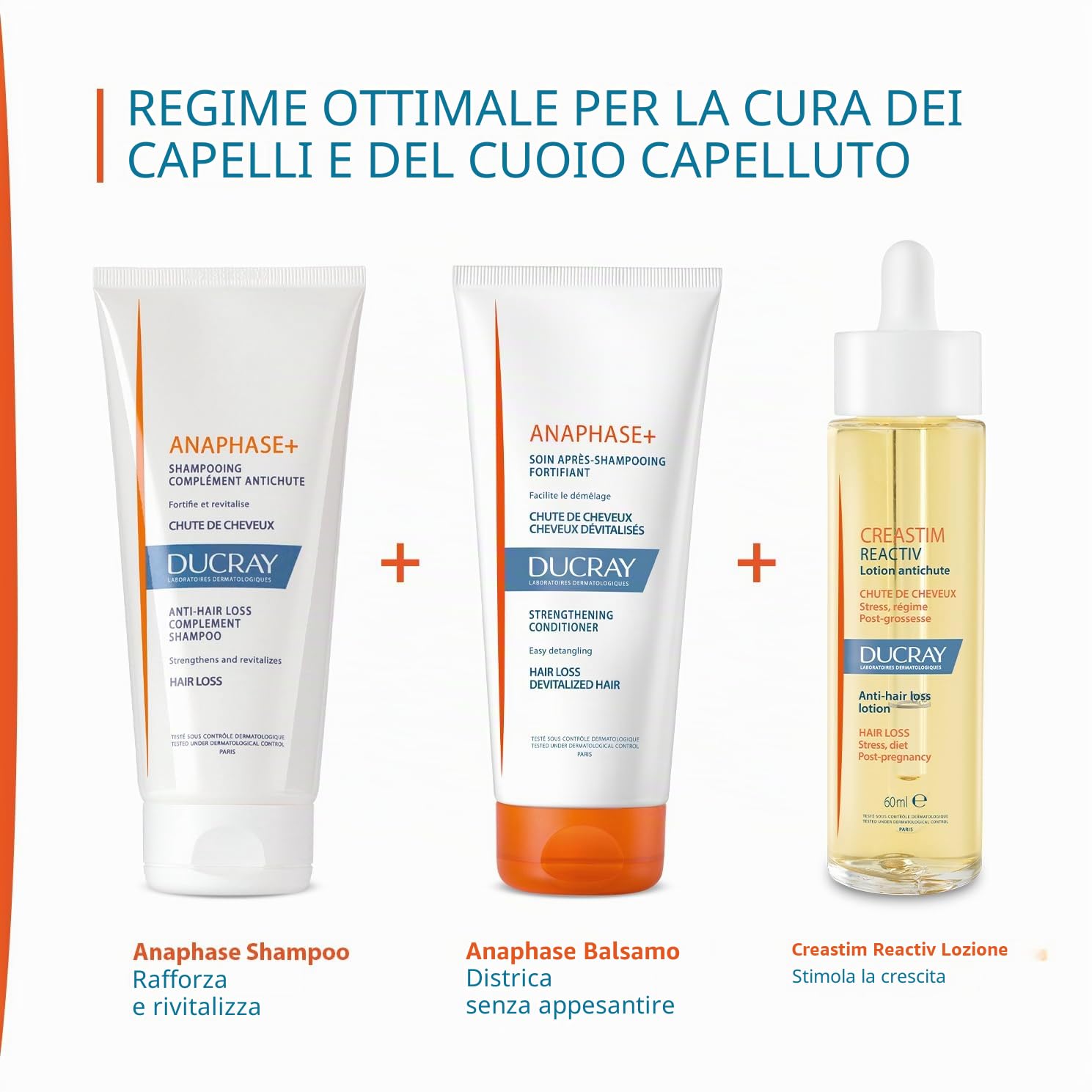 DUCRAY Anaphase Creastim - Lozione contro la caduta e crescita - 60ml | Frena la caduta dei capelli - Stimola la crescita fisiologica - Caduta occasionale - Perdita di densità dei capelli