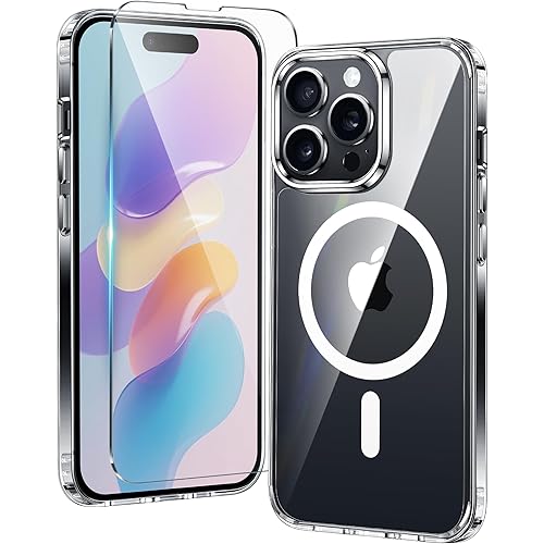 FNTCASE for iPhone 14 Pro Case: for iPhone 13 Pro Case Clear Magnetic Drop Protective Slim Cases | Transparent Shockproof Thin Anti-Yellowing Cover & Shatterproof Rugged Hard Crystal TPU Phonecase