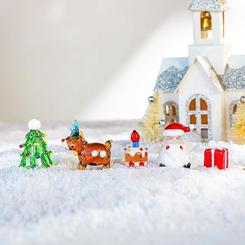 Miniatura 3 de H&D HYALINE & DORA Juego de 5 figuras navideñas de vidrio soplado, figuras navideñas en miniatura, adornos navideños hechos a mano, centro de mesa