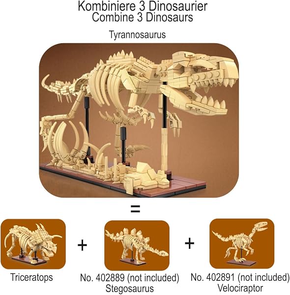 JAMARA 402890 CADA Dinosaure Fossil Tricératops Bricks, idée Cadeau pour garçon et Fille, Jouet Dinosaures pour Enfants, Jeu Jurassique, combinable avec d'autres modèles - 5