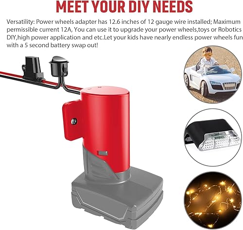 Miniatura 2 de Adaptador de rueda eléctrica con fusible e interruptor, adaptador de batería seguro para batería de litio M12 de 12 V, con cable de calibre 12, buen