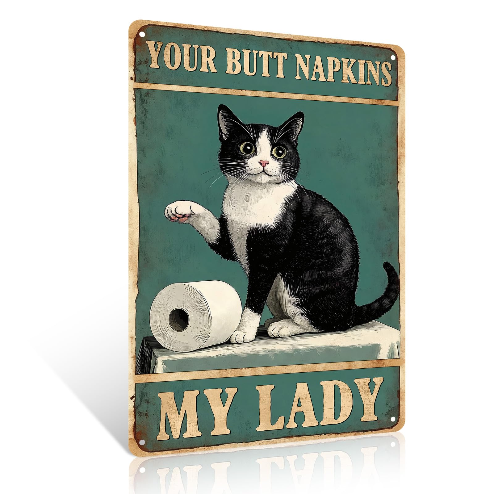 Ulord Funny Black Cat Bathroom Decor Funny Black Cat Bathroom Metal Sign 8X12 Inch Your Butt Napkin My Lord Vintage Tin Sign Wall Art Decor For Bathroom Cat Lovers Gift