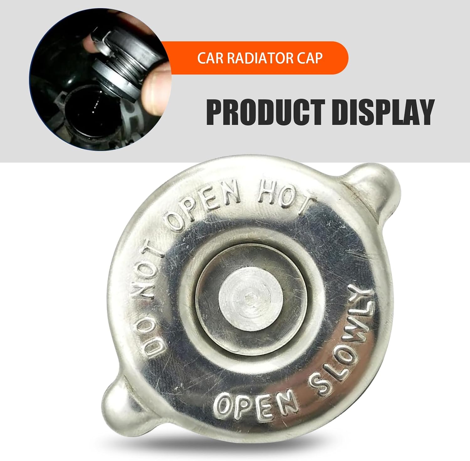 Car Engine Radiator Cap, 16PSI Coolant Reservoir Cap for High Temperature and High Pressure Resistant Tightly Sealed Cooling Water Tank, Compatible with Dodge Chevrolet and More (Silver)