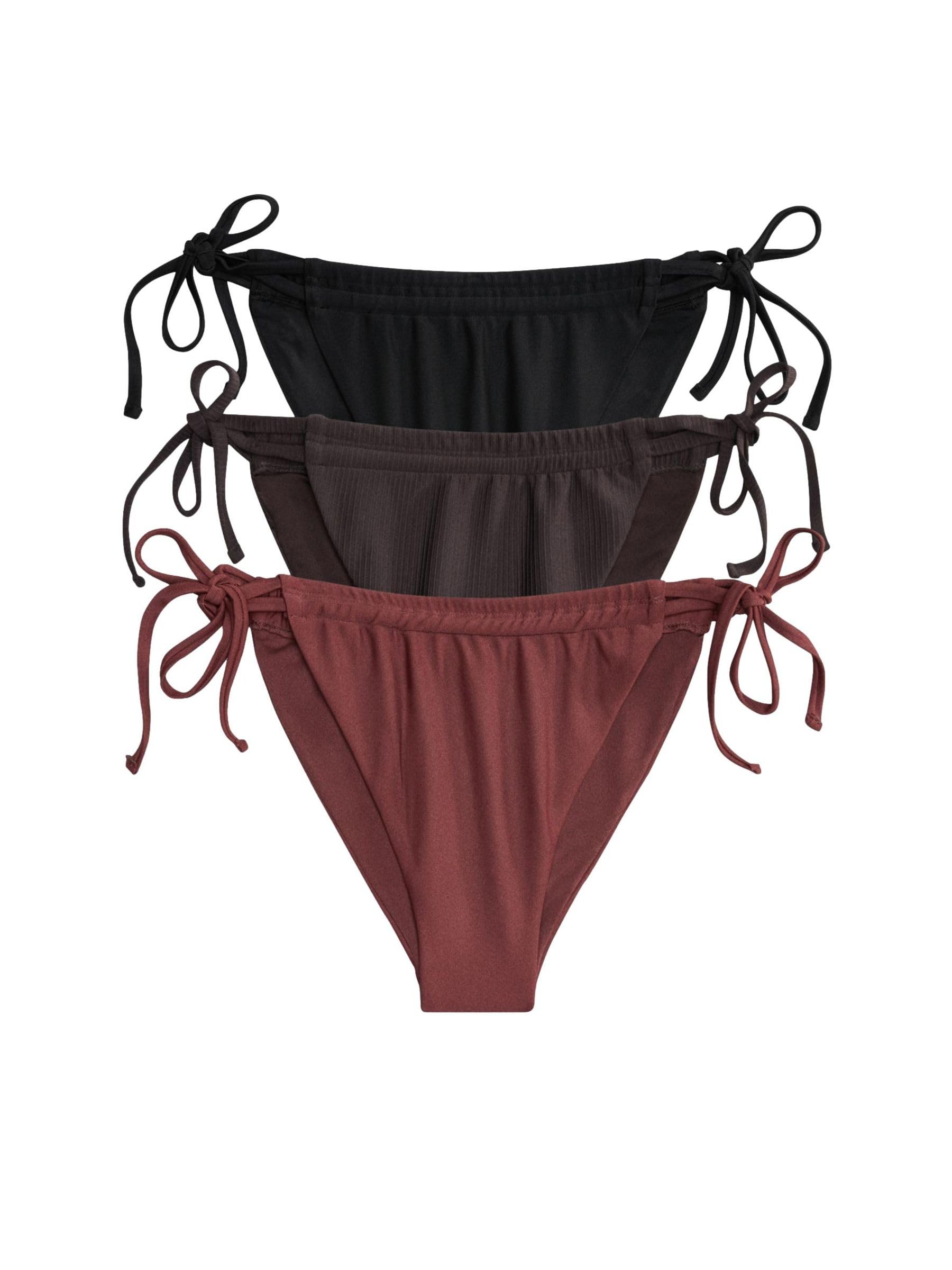 THE SET Donne Confezione da 3 di Slip Bikini sgambati | Adulto, con laccetto, High Leg, Mid Rise, Pull On