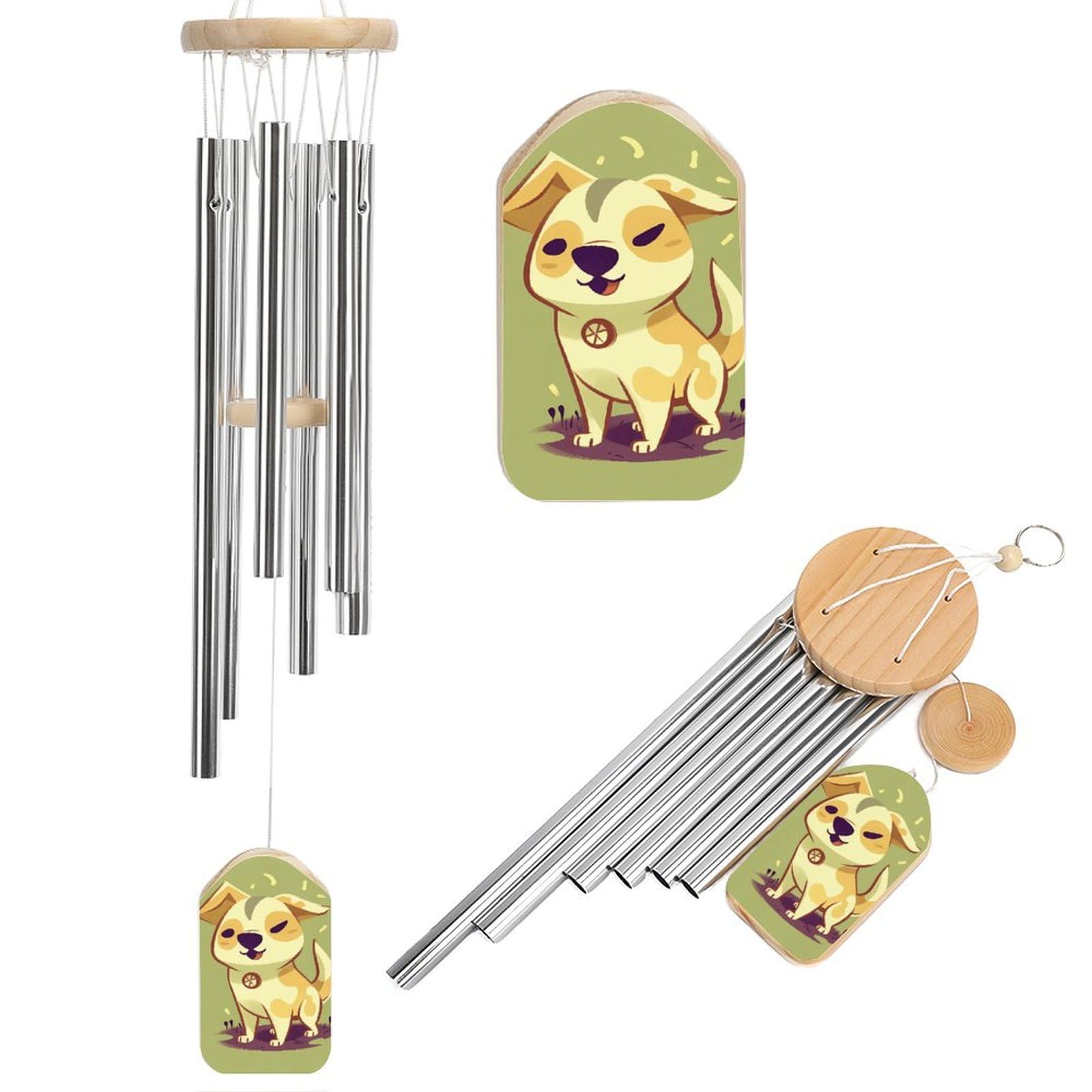 Cartoon Puppy Wind Chime 20.5" Aluminium Wind Chimes Outdoor Garden Patio Decoration Windchime Memorial Gifts Windchimes for Men and Women