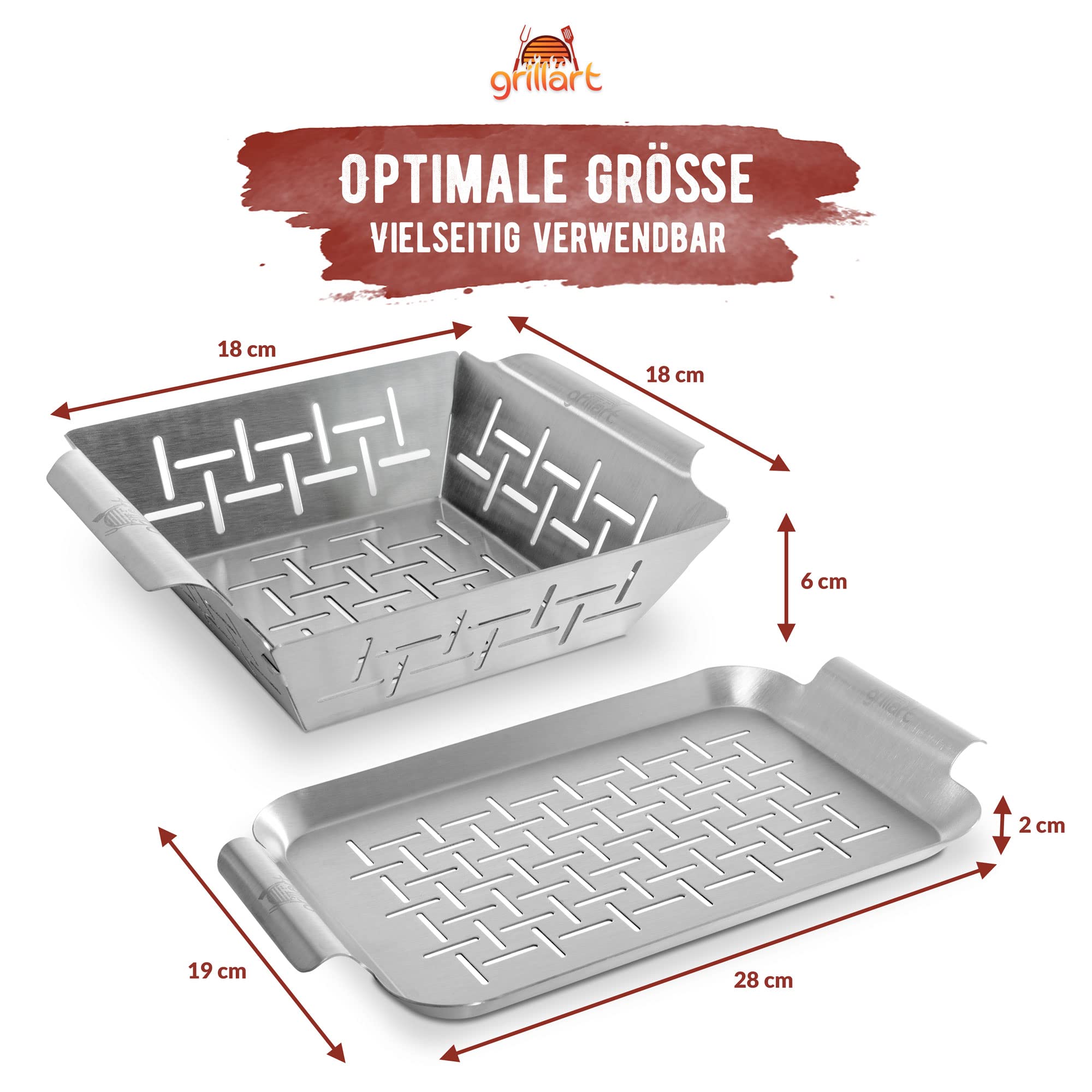 grillart® Premium Grill Basket and Grill Tray Stainless Steel (Set), Can be Used as Fish Grill and Grill Tray - Image 3