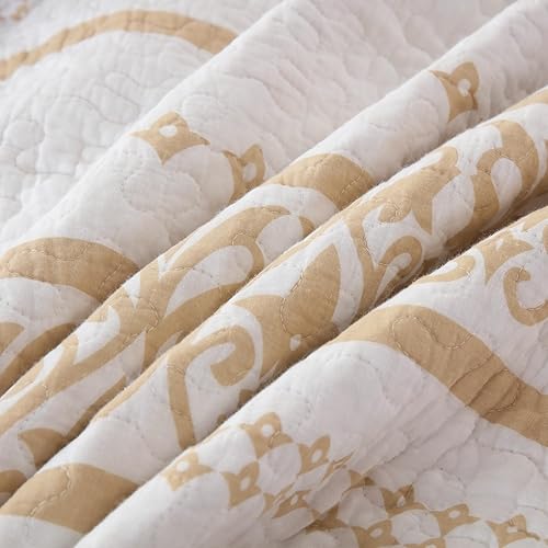 Miniatura 6 de Qiqiong Juego de ropa de cama tamaño King, 100% algodón, a rayas, bohemio, reversible, bohemio, acolchado, juego de ropa de cama, juego de ropa de