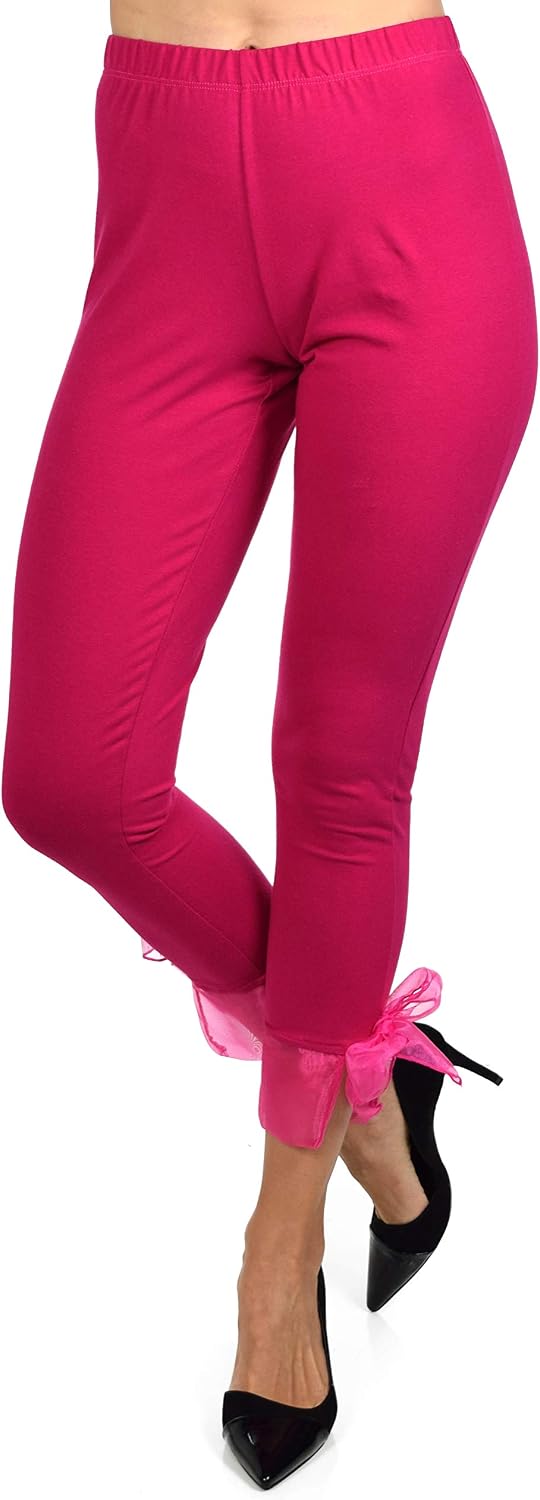 Dare2BStylish Women Bow Tie Capri Leggings for Parties, Workouts, Yoga | Reg & Plus Sizes