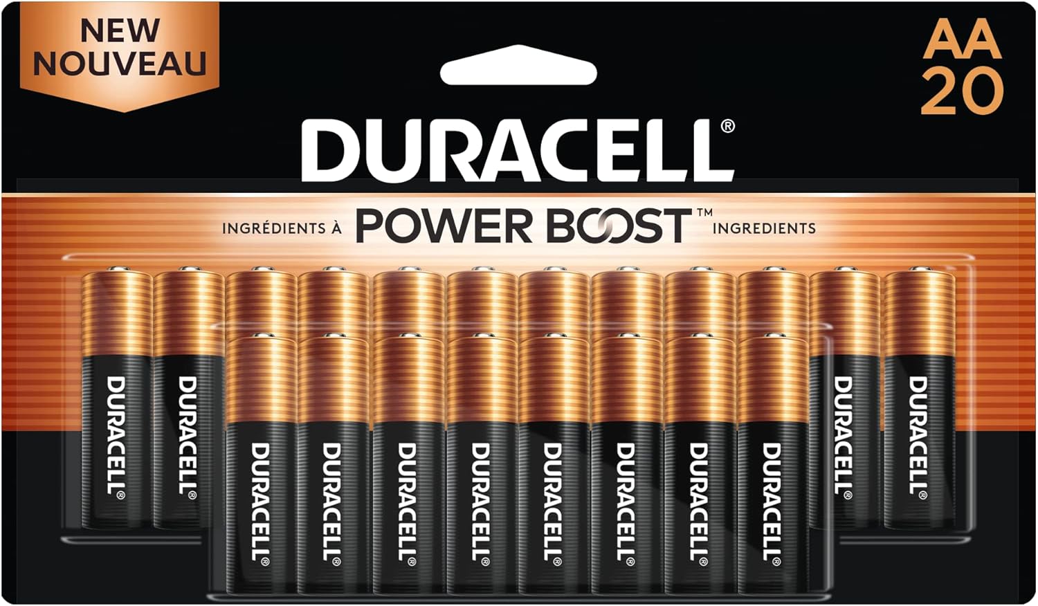 Duracell Coppertop Aa Batteries 20 Count Long Lasting, Allpurpose Double Aa Battery for