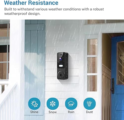 Miniatura 2 de Timbre de video inalámbrico con receptor interior, seguridad mejorada con detección humana IA, audio de 2 vías, visión nocturna, alertas en tiempo