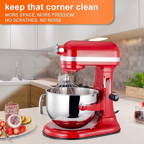 Miniatura 5 de KitchenAid - Alfombrilla deslizante para mezclador KitchenAid de 5 a 8 cuartos de galón, bandeja deslizante de bambú para electrodomésticos de