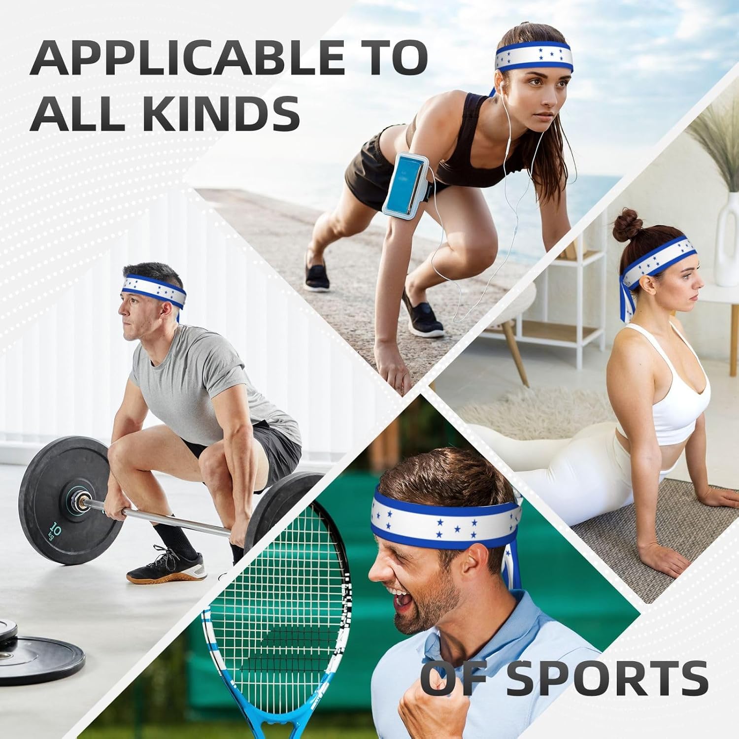 Cute Flag Sports Tie Headbands Women Men Patriotic Head Tie Sports Sweatbands Headbands for Workout Running Cycling