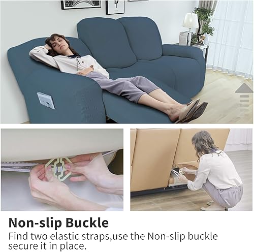 Miniatura 72 de Funda elástica para sofá reclinable de fácil colocación, Tela mezcla de poliéster Algodón, Arena