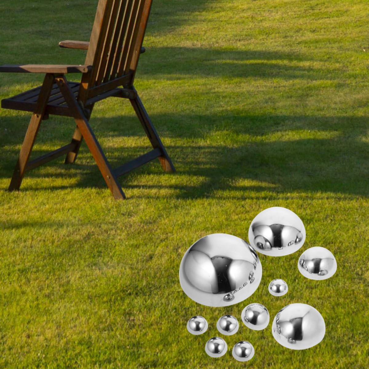 Tofficu Demi-sphères pour Décoration de Jardin Extérieur 9pcs en Acier Inoxydable Poli Miroir Résistantes aux Intempéries Argentées et Élégantes