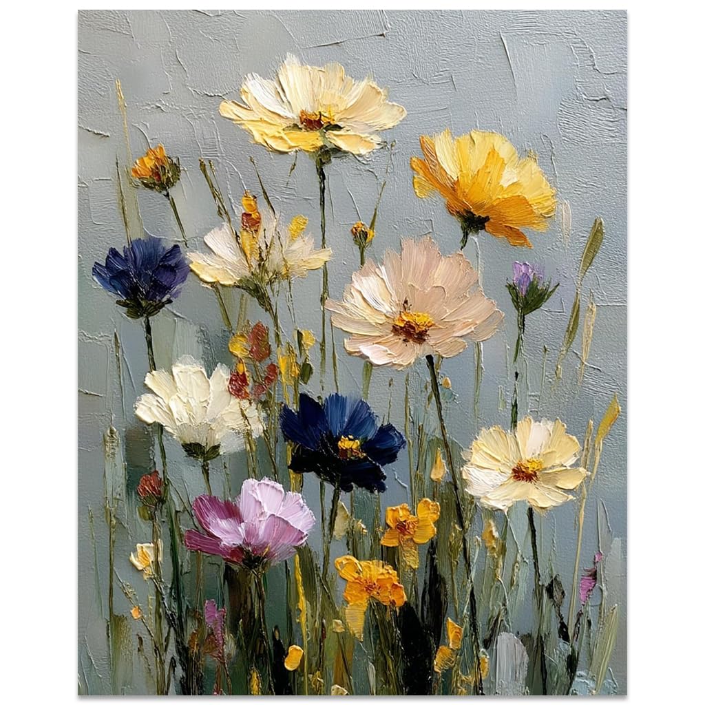 HASTHIP® DIY Paint by Numbers Kit for Adults, Pre Printed Floral Canvas with Numbered Acrylic Oil Paints & 3 Brushes, Frameless Wildflower Art Craft Set for Home Wall Decor & Relaxing Hobby, 40×50cm-image-35
