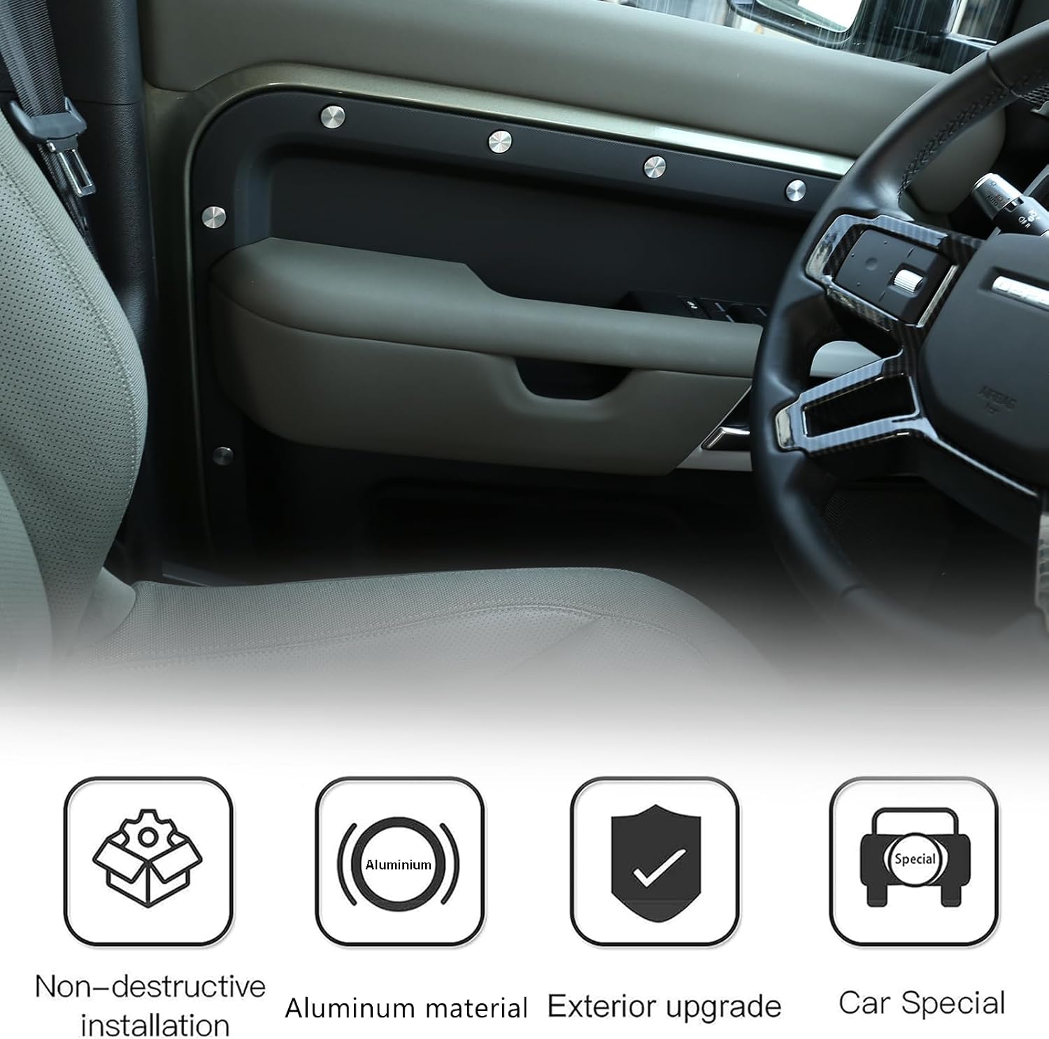 Door Screw Protection Cover Compatible with Land Rover Defender 110 2020-2026 Accessories, Aluminum Car Door Screw Decorative Cover Trim, 56Pcs