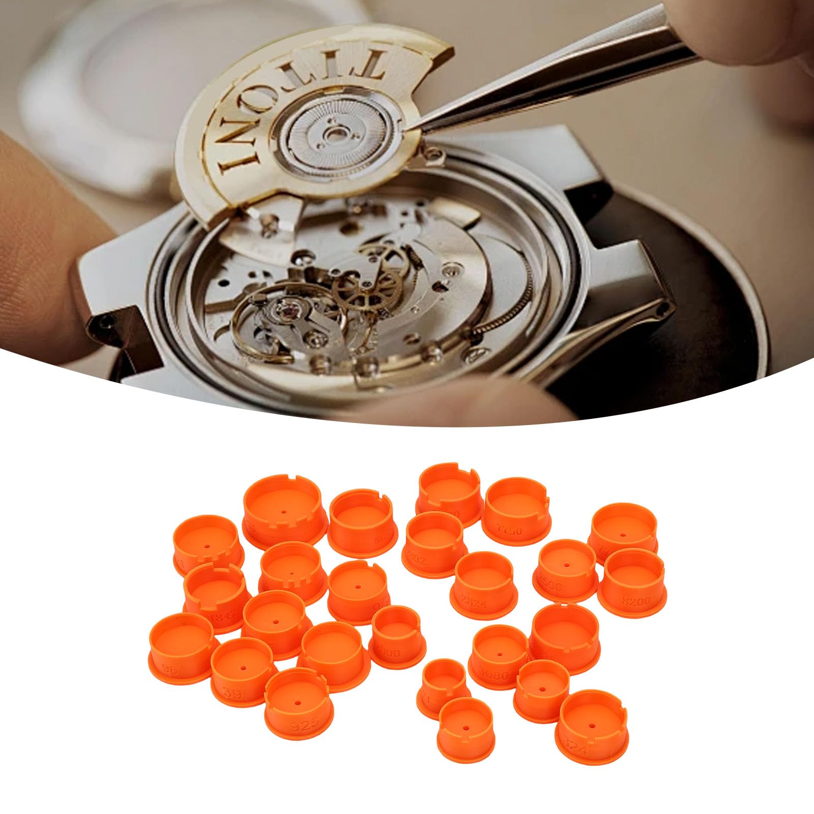 Luocute Supporto per Movimento Dell'orologio da 25 Pezzi, Strumento di Riparazione della Base di Fissaggio Stabile con Materiale PP per Orologiaio, Kit di Strumenti di Riparazione