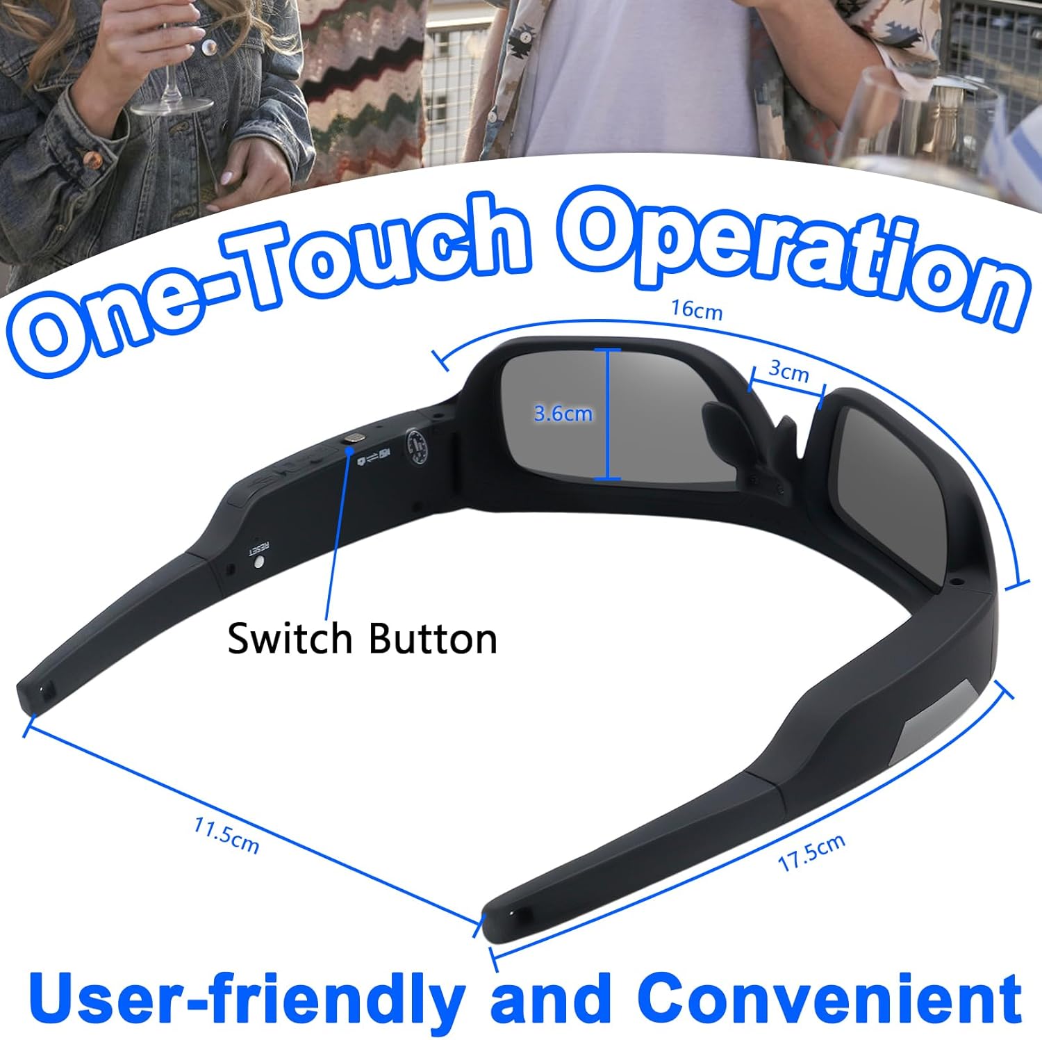 HD 4K Glasses Video Camera,Sunglasses Sport Camera UV Protection Polarized Lens Action Glasses for Travel/Outdoor/Cycling/Driving