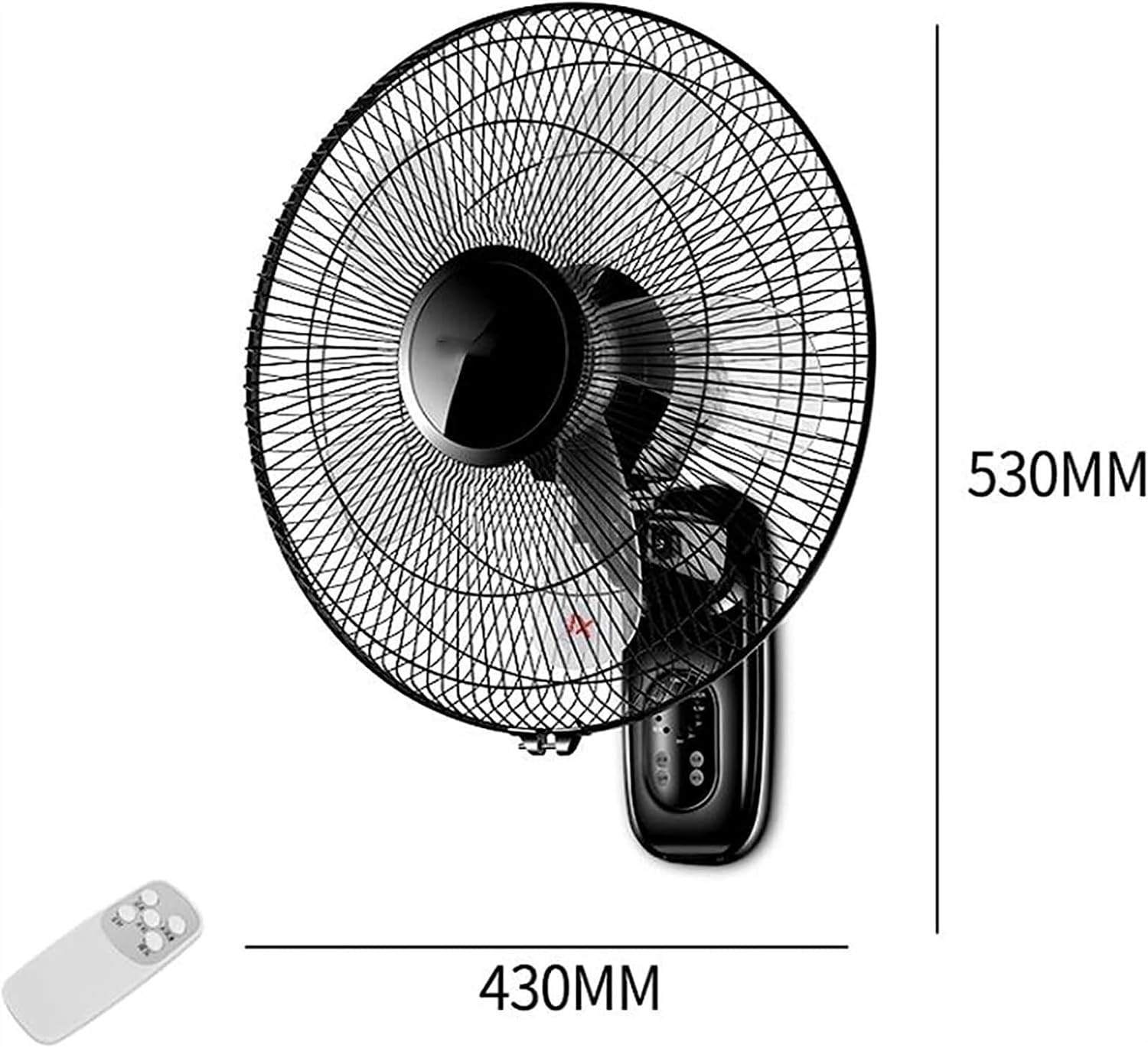 Wall Mounted Fan with 5 Rotating Aluminum Alloy Blades, Remote Control, 7.5H Timer, 3-Speed Settings, Easy Installation for Home & Office