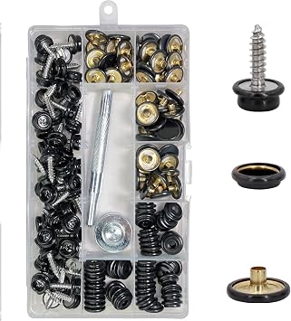 EZYoutdoor Canvas Snap Fastener Kit, 150 Piece Stainless Steel Snaps, Black
