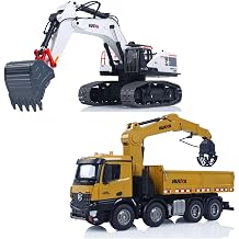Pro-Grade Huina 1594 Alloy RC Excavator 1538 Remote Control Dumper Truck RTR for Adult Hobby Gift Outdoor Indoor Hobby Grade Model for Ages 14+