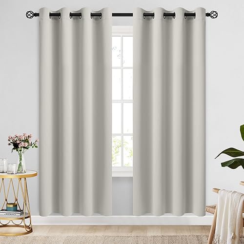 Miniatura 182 de COSVIYA Cortinas 100% opacas para dormitorio con forro negro, bloqueo de luz completa, aislamiento térmico y ojales, tratamiento de ventana de 54