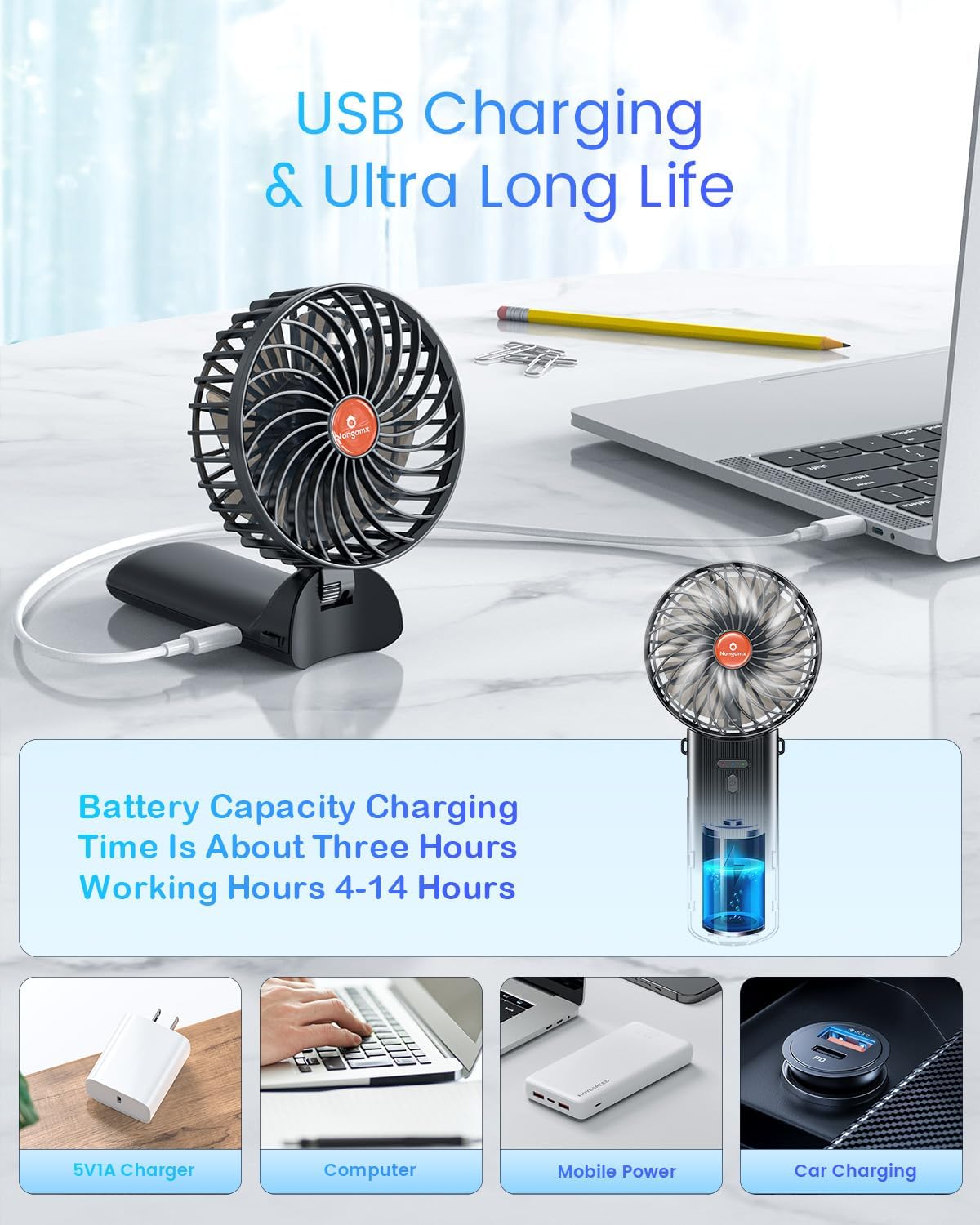 LinjunFa USB Ventilateur Portable Pliable- Petit Ventilateur a ain