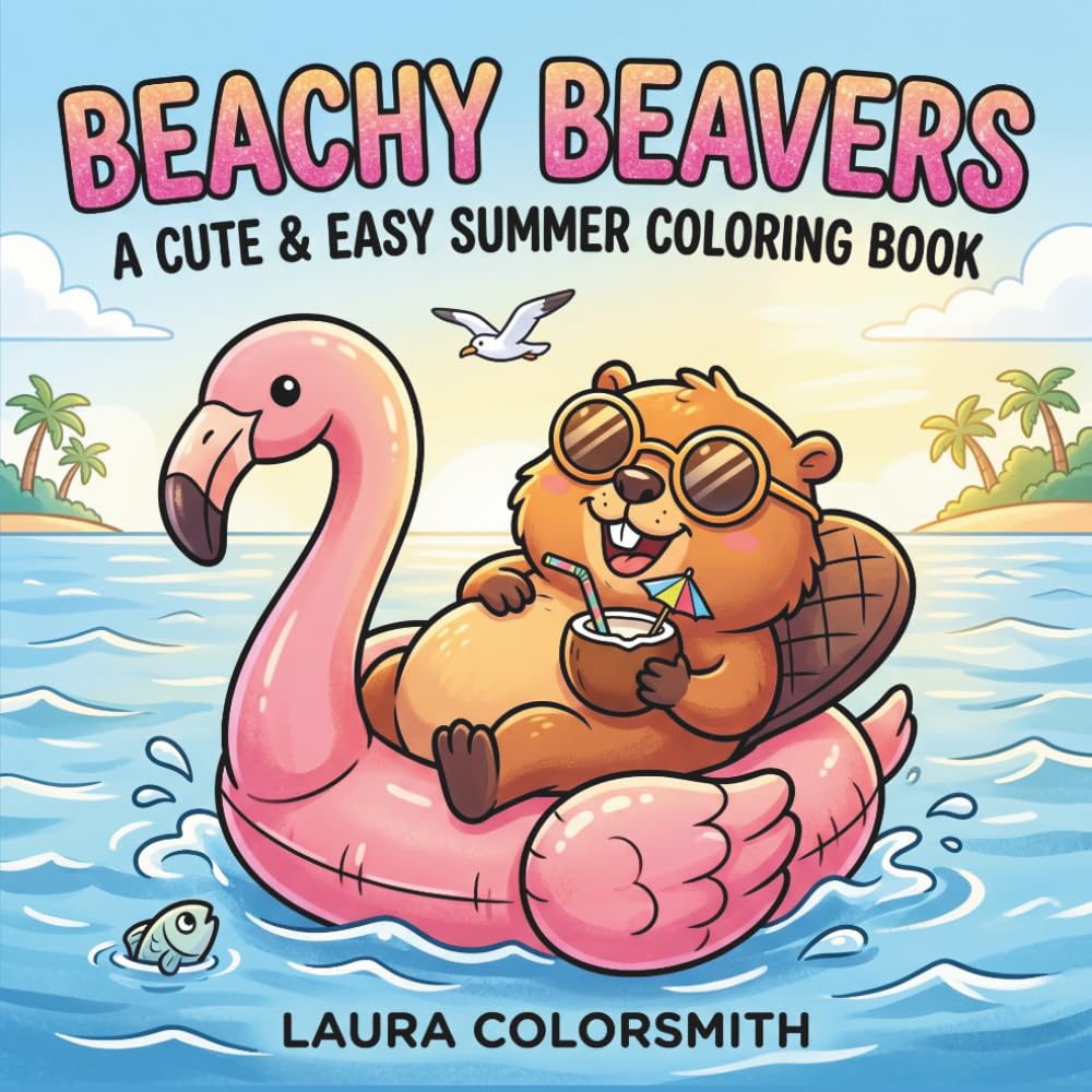 Beachy Beavers - A Cute & Easy Summer Coloring Book: Fun and Relaxing Beaver Coloring Book with Easy Summer and Nature Scenes for All Ages