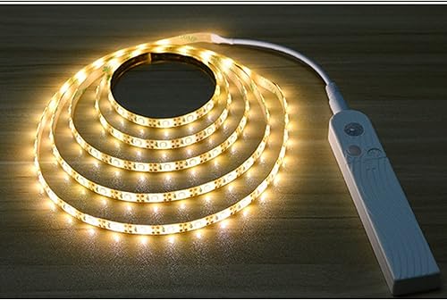 Miniatura 2 de Luz de modo de sueño debajo de la cama – Luz nocturna ámbar resplandor sin luz azul, funciona con pilas, instalación de despegar y pegar