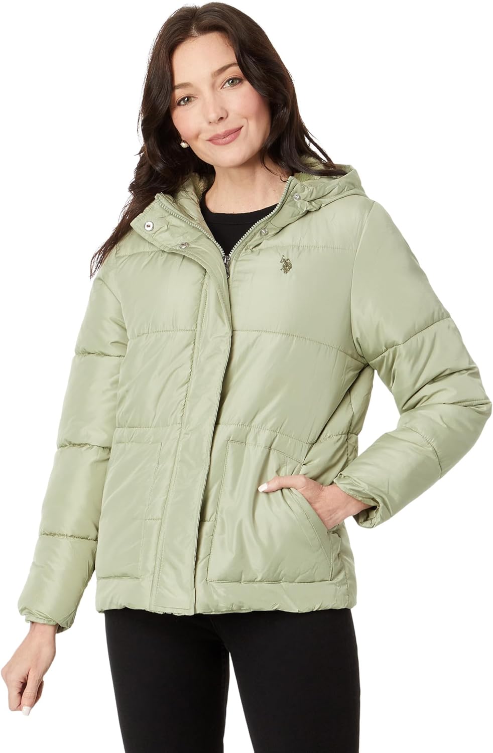 U.S. POLO ASSN. Classic Hooded Puffer with Patch Pocket And Cozy Faux Fur Lining