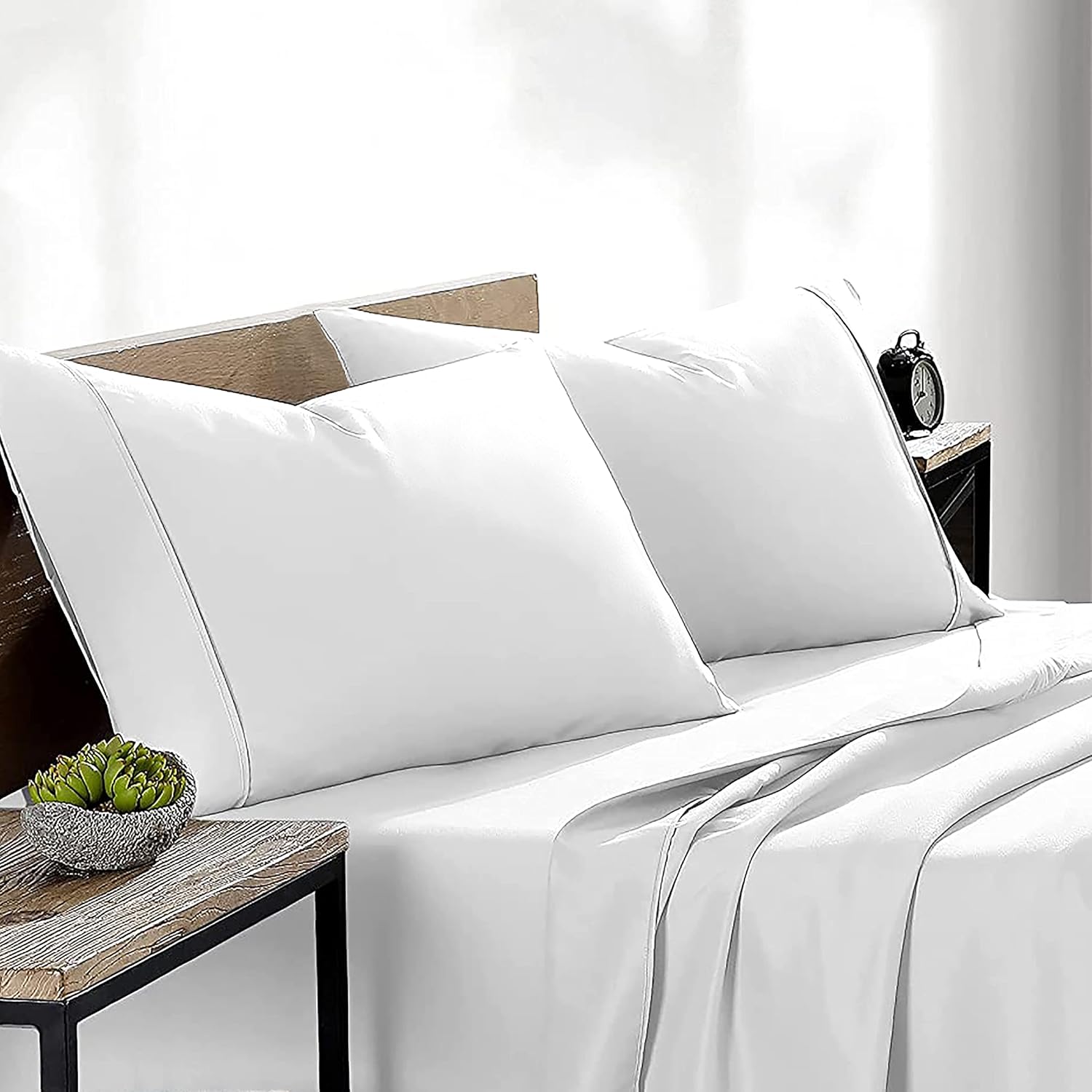 600 TC Super Soft 100% Egyptian Cotton Pillow Covers 20 x 30 Inches - Egyptian Cotton Set of 2 Pillow Cover Set Envelope Closure Pillowcase - White