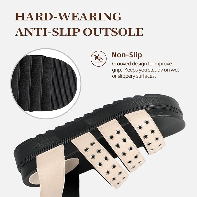 Women's Chunky Platform Sandals, Open Toe Gladiator Style with Eyelet Detail, Chunky Sole Ankle Strap Shoes for Daily & Holiday Wear