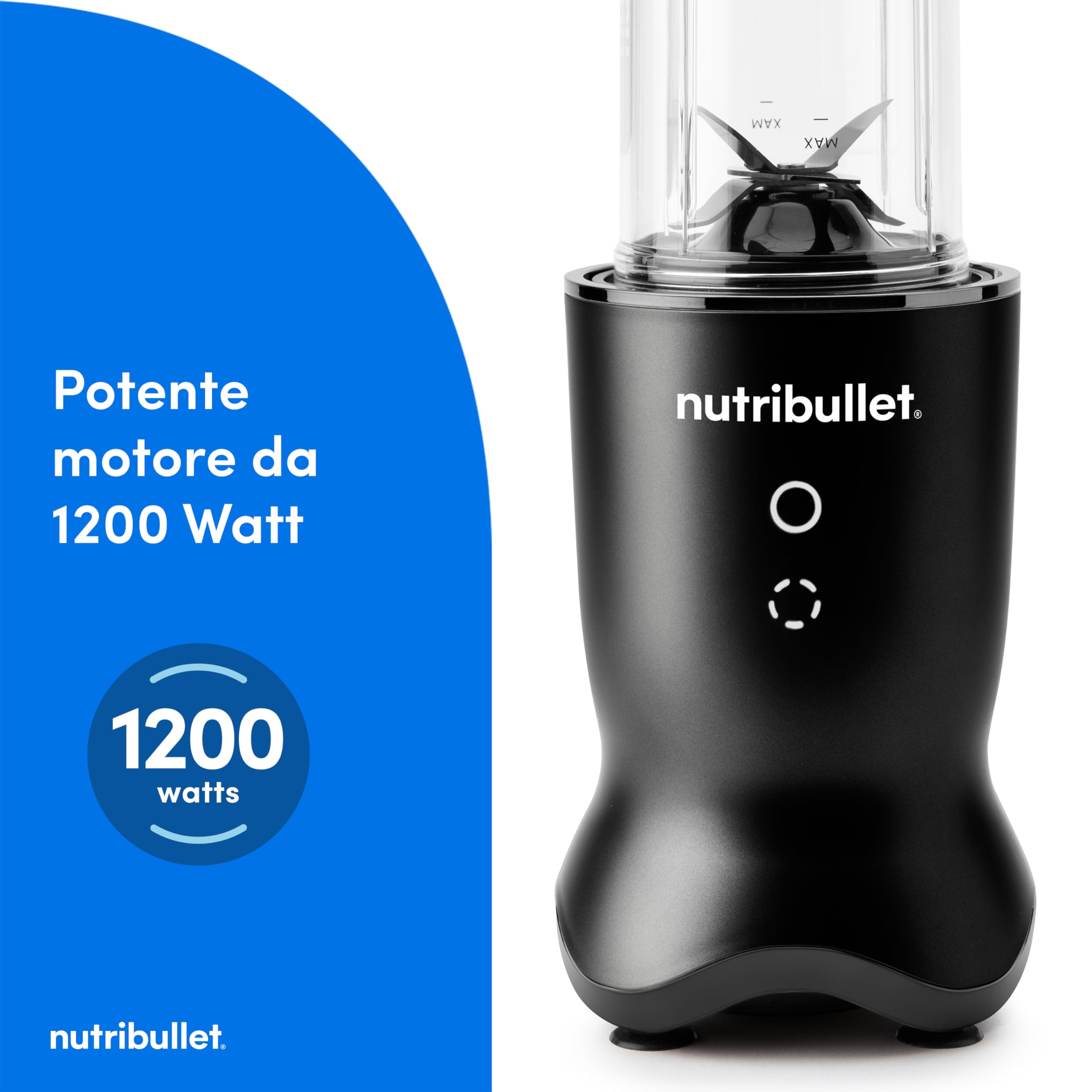 nutribullet Ultra NB1206MB, Frullatore con Contenitore in Tritan, Lame in Acciaio Inossidabile, Frullatore Elettrico per Smoothie, Bicchieri da 900ml e 700ml, 2 Coperchi To-Go, 1200W, Grigio